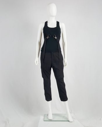 Y's Yohji Yamamoto black drop crotch trousers with cargo pockets