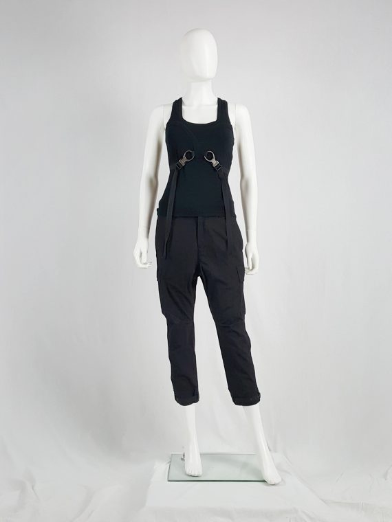 vaniitas Ys Yohji Yamamoto black drop crotch trousers with cargo pockets 094812