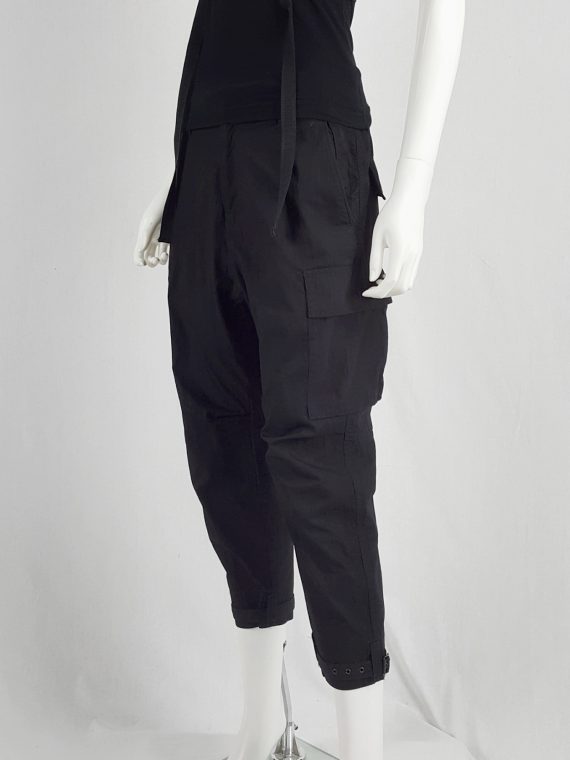 vaniitas Ys Yohji Yamamoto black drop crotch trousers with cargo pockets 095014