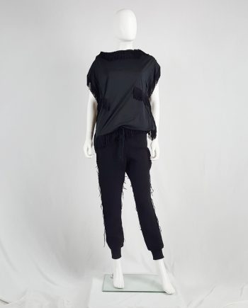 Y's Yohji Yamamoto black knit sweatpants with heavily frayed sides