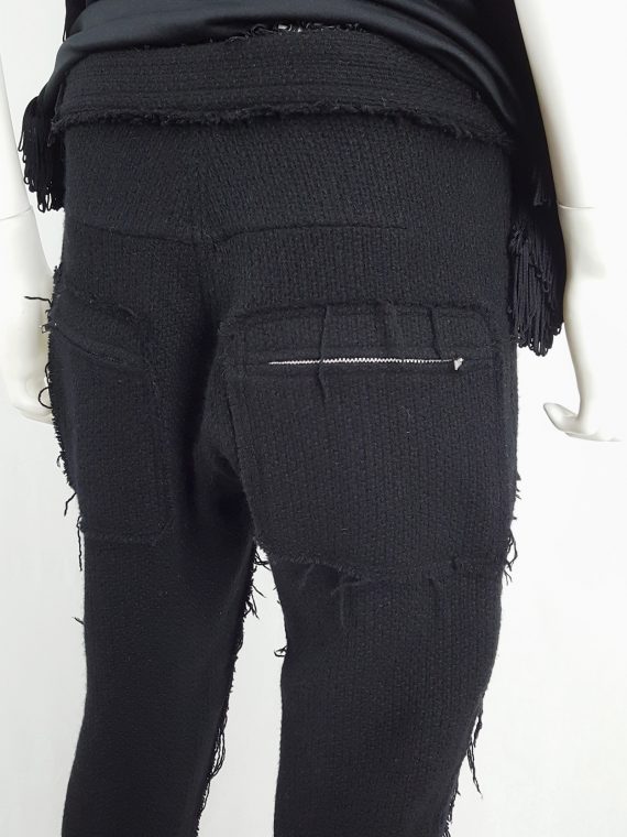 vaniitas Ys Yohji Yamamoto black knit sweatpants with heavily frayed sides 121629