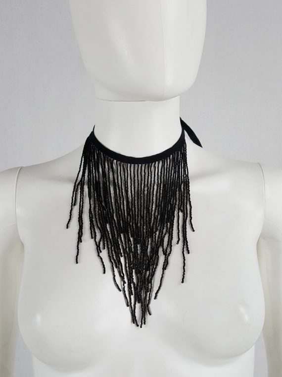 vaniitas vaniitas Ann Demeulemeester black necklace with beaded fringe spring 2012 094536