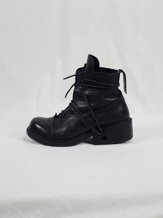 vaniitas vintage Dirk Bikkembergs black tall lace-up boots with laces through the soles 90s archive173203