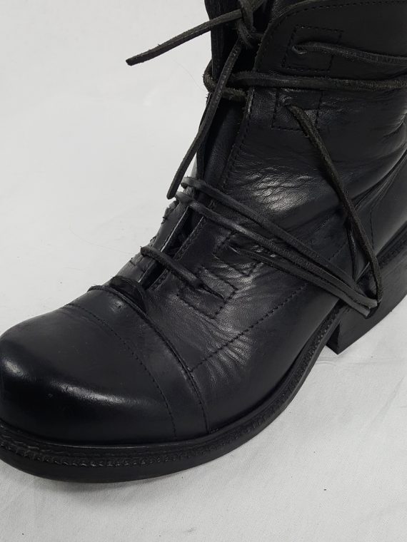 vaniitas vintage Dirk Bikkembergs black tall lace-up boots with laces through the soles 90s archive173406