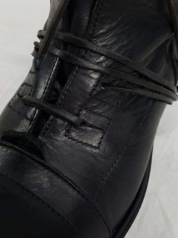 vaniitas vintage Dirk Bikkembergs black tall lace-up boots with laces through the soles 90s archive173428