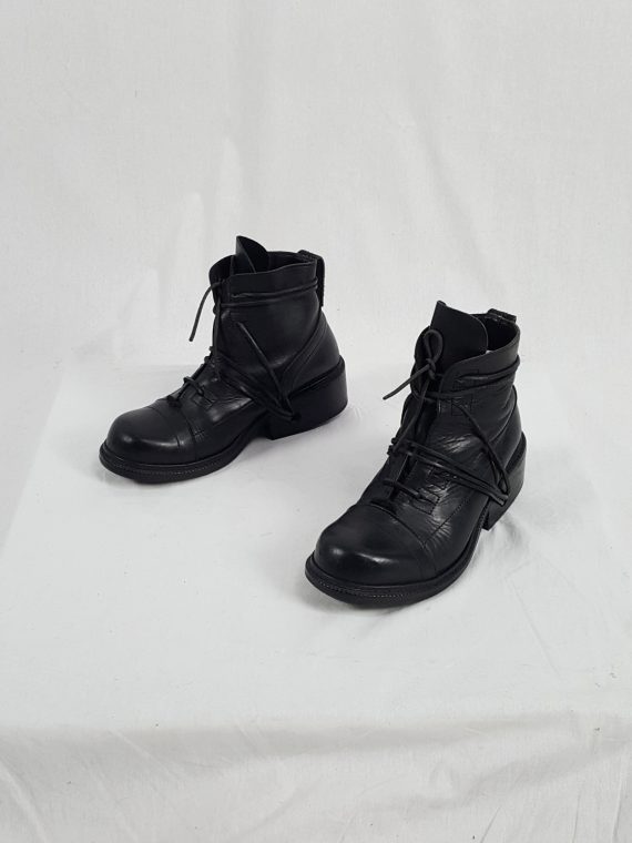 vaniitas vintage Dirk Bikkembergs black tall lace-up boots with laces through the soles 90s archive173514