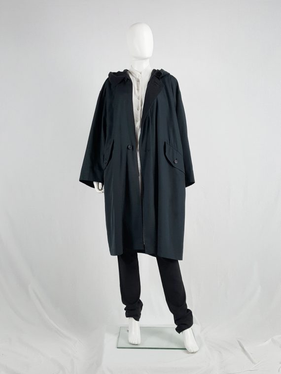 vaniitas vintage Issey Miyake Windcoat black oversized parka with zipped hood 131703