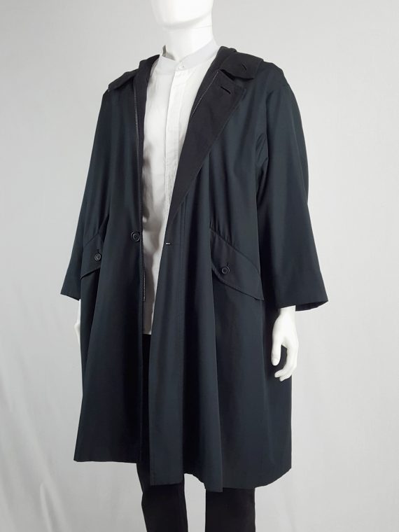 vaniitas vintage Issey Miyake Windcoat black oversized parka with zipped hood 133013