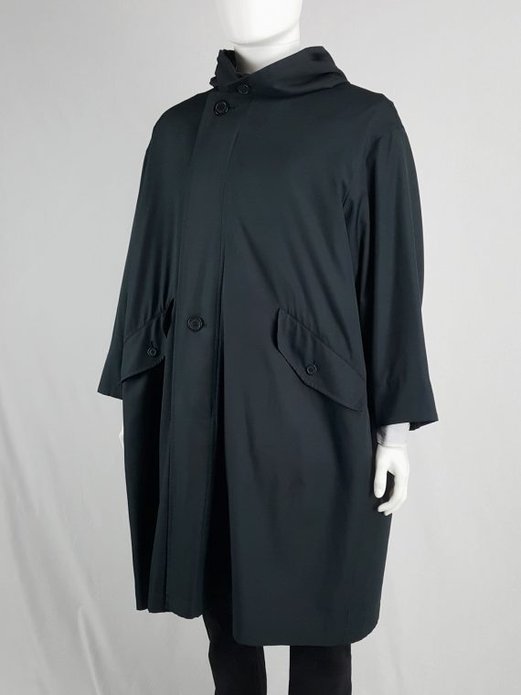 vaniitas vintage Issey Miyake Windcoat black oversized parka with zipped hood 133215