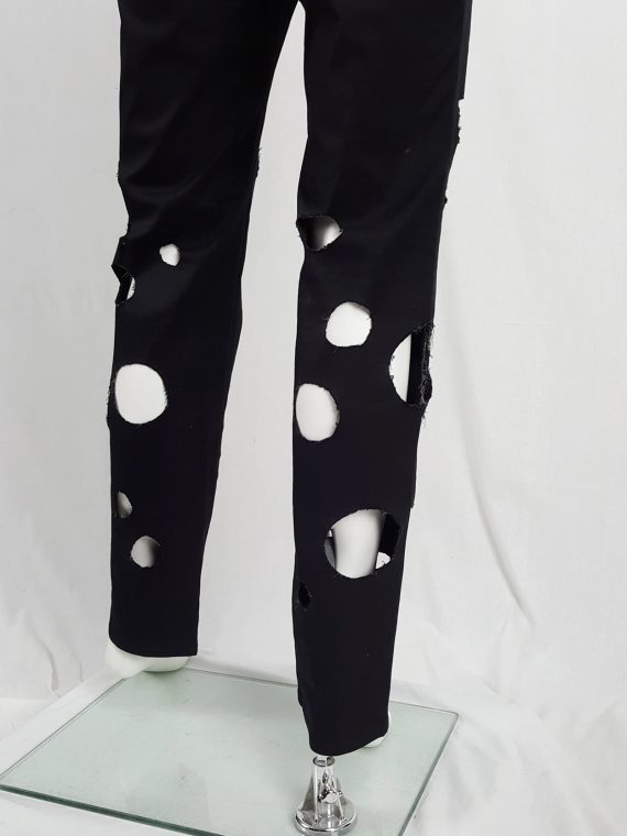 Yohji Yamamoto black trousers with circle cutouts runway spring 2010 124108