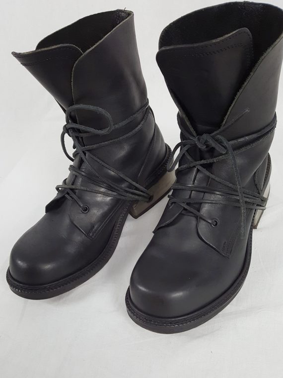 vaniitas Dirk Bikkembergs black tall boots with laces through the metal heel 1009s archival 191443