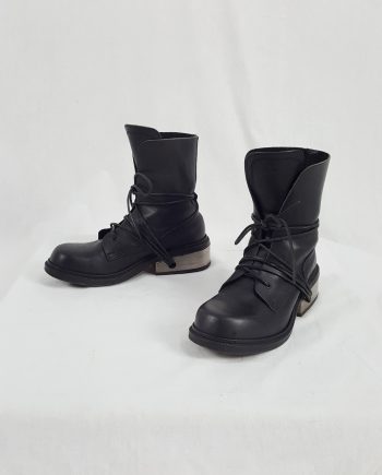 Dirk Bikkembergs black tall boots with laces through the metal heel (41) — late 90's