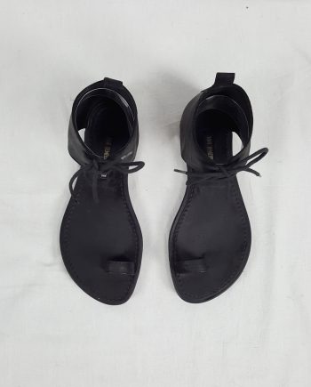 Ann Demeulemeester black lace-up sandals with toe strap