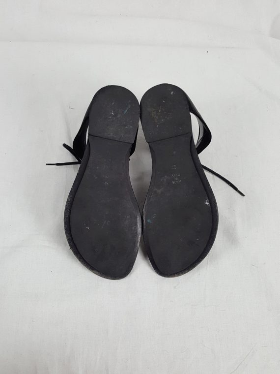 vaniitas vintage Ann Demeulemeester black lace-up sandals with toe strap 192721