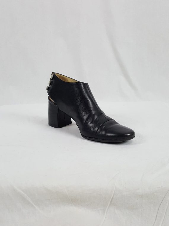 vaniitas vintage Ann Demeulemeester black pumps with cut out and banana heel 1990s102638