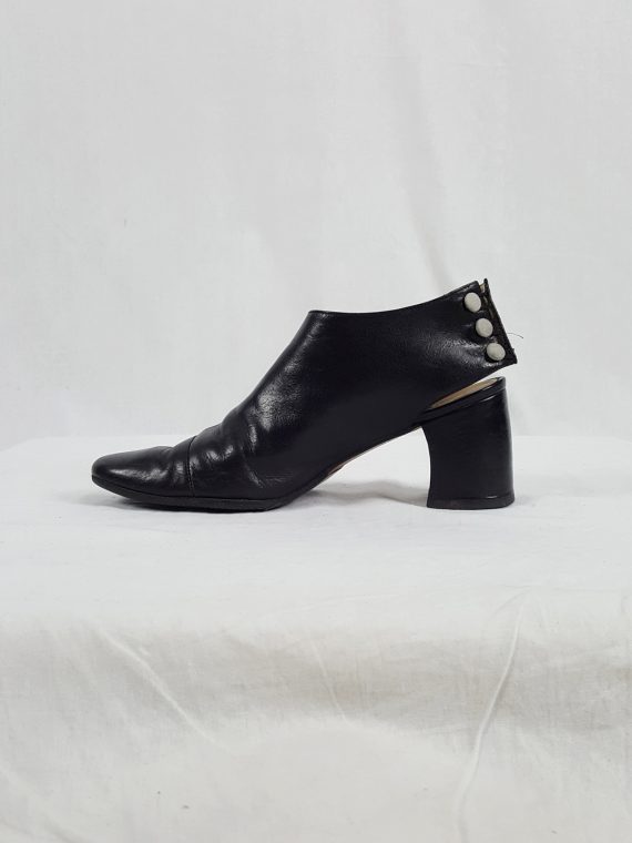 vaniitas vintage Ann Demeulemeester black pumps with cut out and banana heel 1990s103044