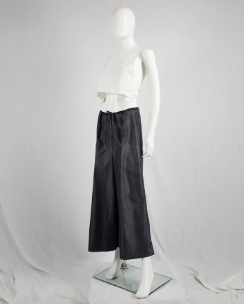 Ann Demeulemeester denim maxi skirt mimicking oversized trousers — spring 1991