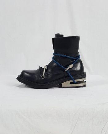 Dirk Bikkembergs black boots with blue mountaineering straps (41) — 1995