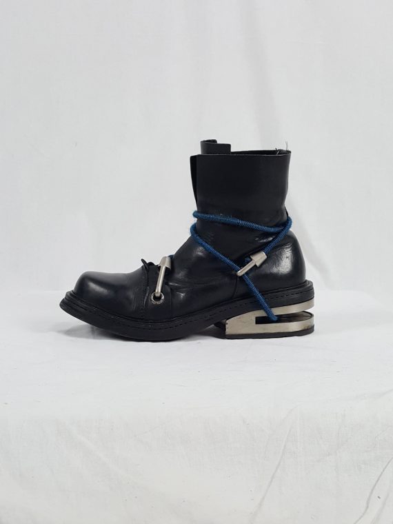 vaniitas vintage Dirk Bikkembergs black boots with blue mountaineering straps 1990S 1995 173109