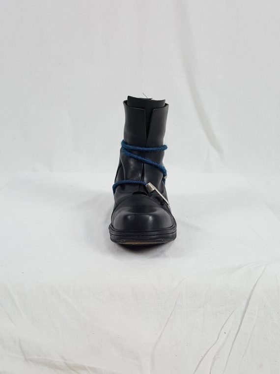 vaniitas vintage Dirk Bikkembergs black boots with blue mountaineering straps 1990S 1995 173325