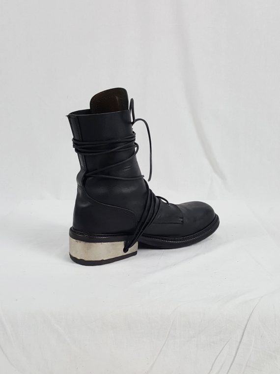 vaniitas vintage Dirk Bikkembergs black tall boots with laces through the metal heel 1990S 90S 175034