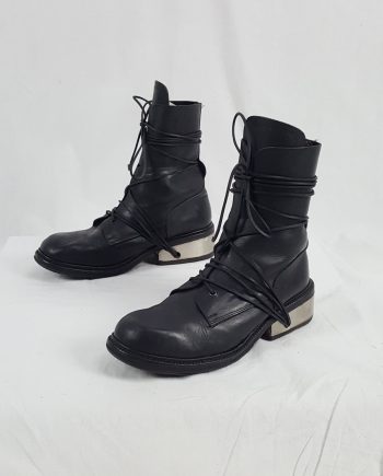 Dirk Bikkembergs black tall boots with laces through the metal heel (44) — late 90's