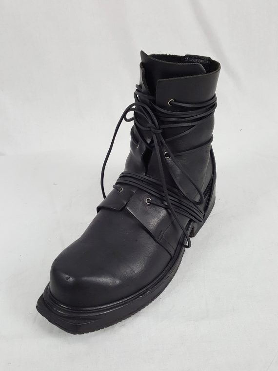 vaniitas vintage Dirk Bikkembergs black tall boots with laces through the soles 1990s archive104633