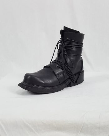 Dirk Bikkembergs black tall boots with laces through the soles (44) — 1990's
