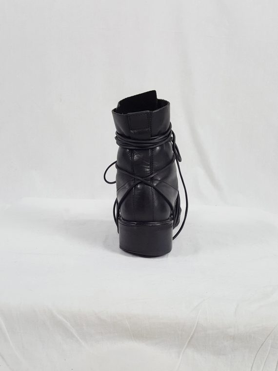 vaniitas vintage Dirk Bikkembergs black tall boots with laces through the soles 1990s archive105429