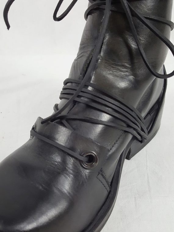 vaniitas vintage Dirk Bikkembergs black tall boots with laces through the soles 90s archive 103714