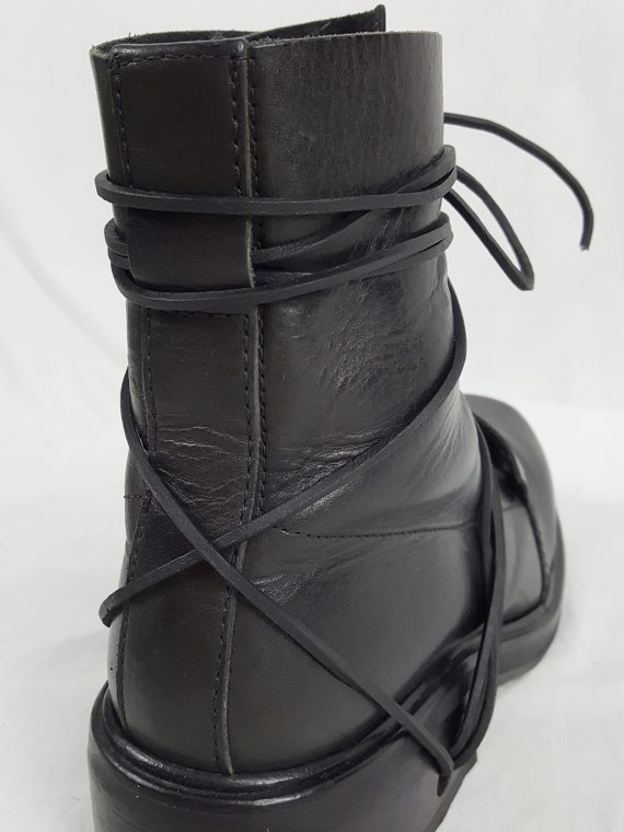 vaniitas vintage Dirk Bikkembergs black tall boots with laces through the soles 90s archive 103759