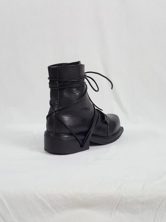vaniitas vintage Dirk Bikkembergs black tall boots with laces through the soles 90s archive 104107