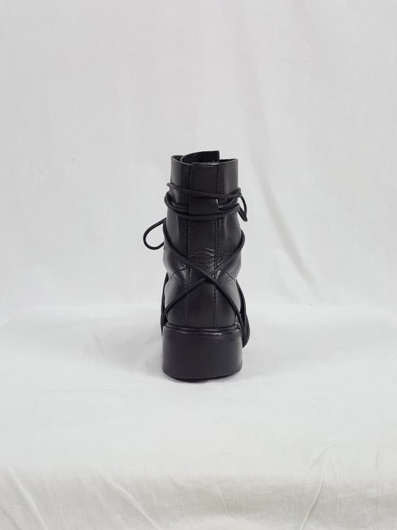vaniitas vintage Dirk Bikkembergs black tall boots with laces through the soles 90s archive 104122(0)