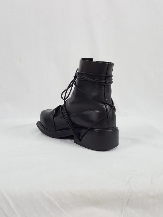 vaniitas vintage Dirk Bikkembergs black tall boots with laces through the soles 90s archive 104137(0)