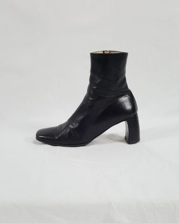 Ann Demeulemeester black ankle boots with banana heel (39) — early 90's