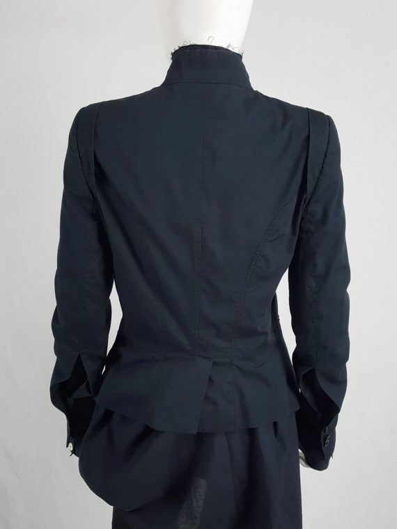 Vaniitas Ann Demeulemeester dark blue asymmetric blazer with buttons spring 2006 130518