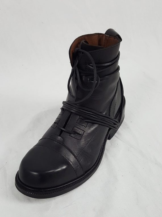 Vaniitas Dirk Bikkembergs black lace-up boots with laces through the soles 1990S 143645