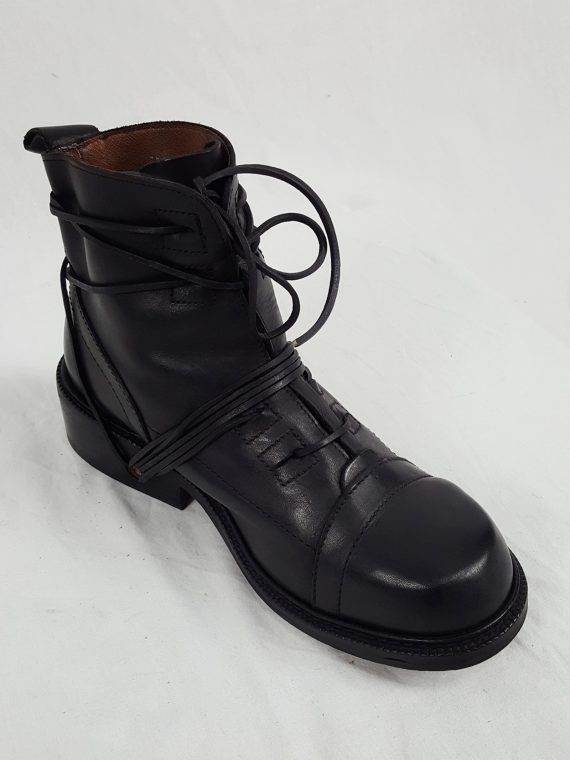 Vaniitas Dirk Bikkembergs black lace-up boots with laces through the soles 1990S 143656(0)