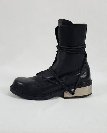 Dirk Bikkembergs black tall boots with laces through the metal heel (42) — late 90's