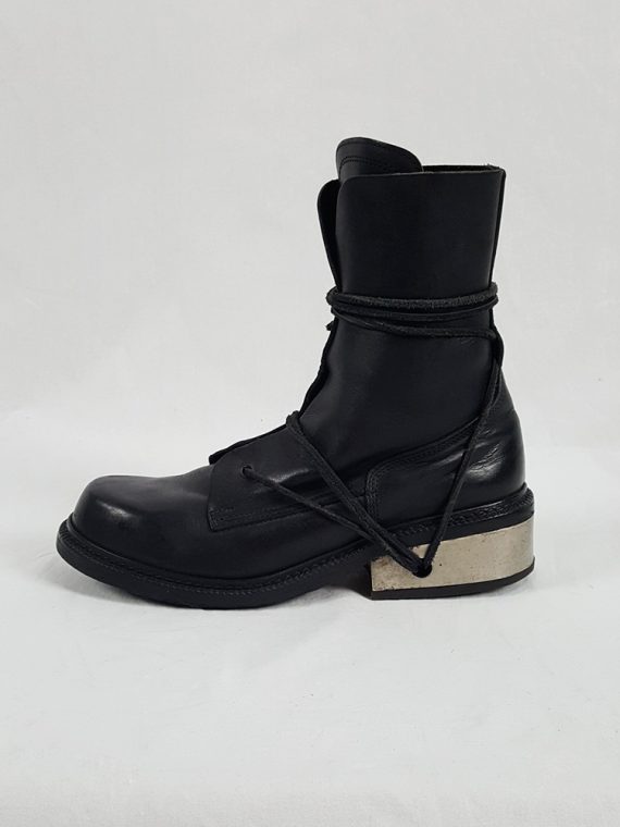 Vaniitas Dirk Bikkembergs black tall boots with laces through the metal heel 90S 1990S 191628