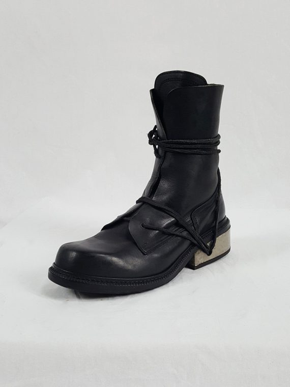 Vaniitas Dirk Bikkembergs black tall boots with laces through the metal heel 90S 1990S 191647