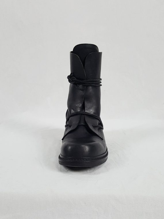Vaniitas Dirk Bikkembergs black tall boots with laces through the metal heel 90S 1990S 19170