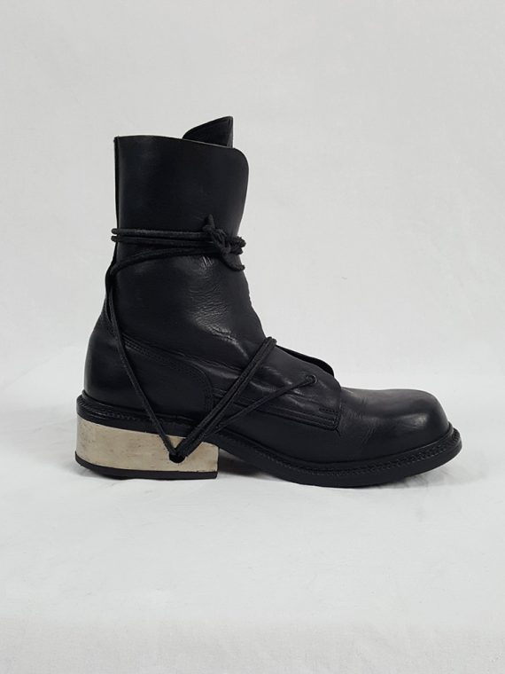 Vaniitas Dirk Bikkembergs black tall boots with laces through the metal heel 90S 1990S 19172