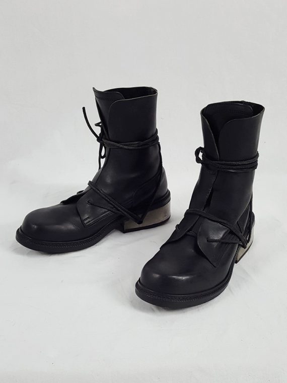 Vaniitas Dirk Bikkembergs black tall boots with laces through the metal heel 90S 1990S 191815(0)