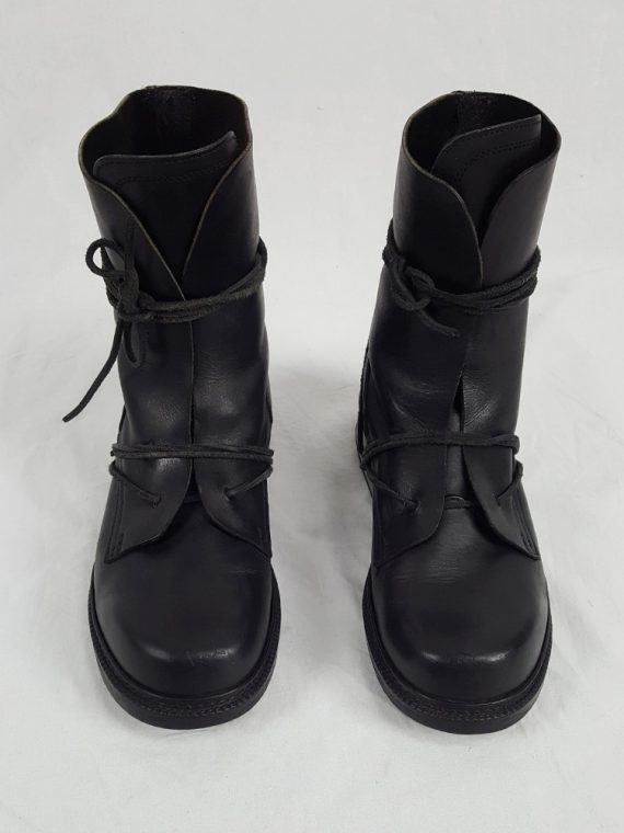 Vaniitas Dirk Bikkembergs black tall boots with laces through the metal heel 90S 1990S 191919