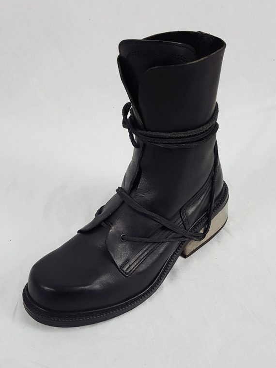Vaniitas Dirk Bikkembergs black tall boots with laces through the metal heel 90S 1990S 192018(0)