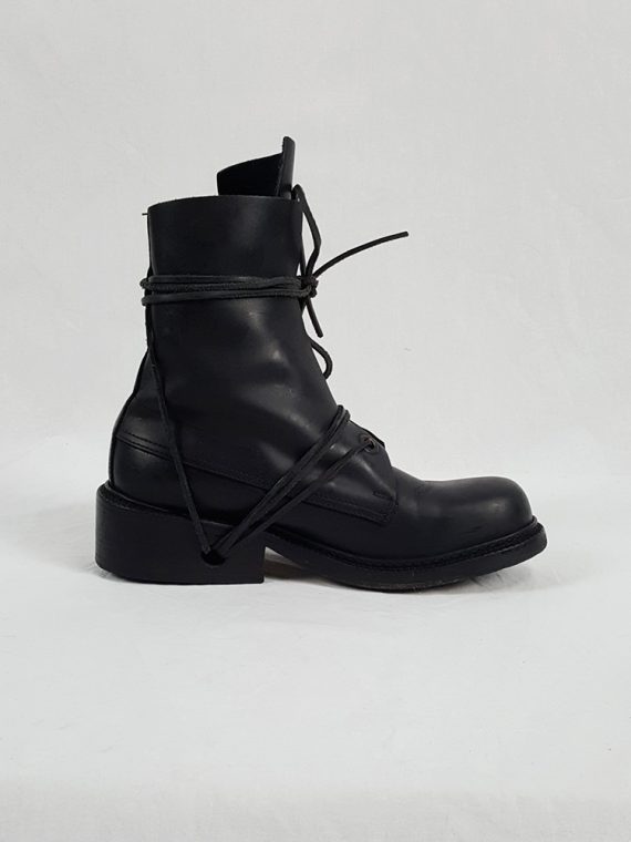 Vaniitas Dirk Bikkembergs black tall boots with laces through the soles 1990S 90S191223