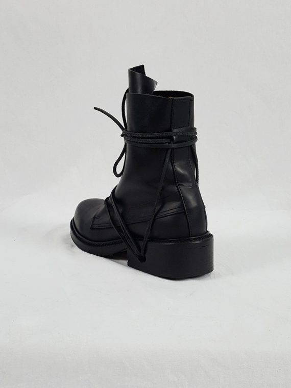 Vaniitas Dirk Bikkembergs black tall boots with laces through the soles 1990S 90S191249(0)