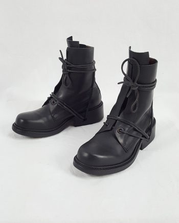 Dirk Bikkembergs black tall boots with laces through the soles (39) — late 90's