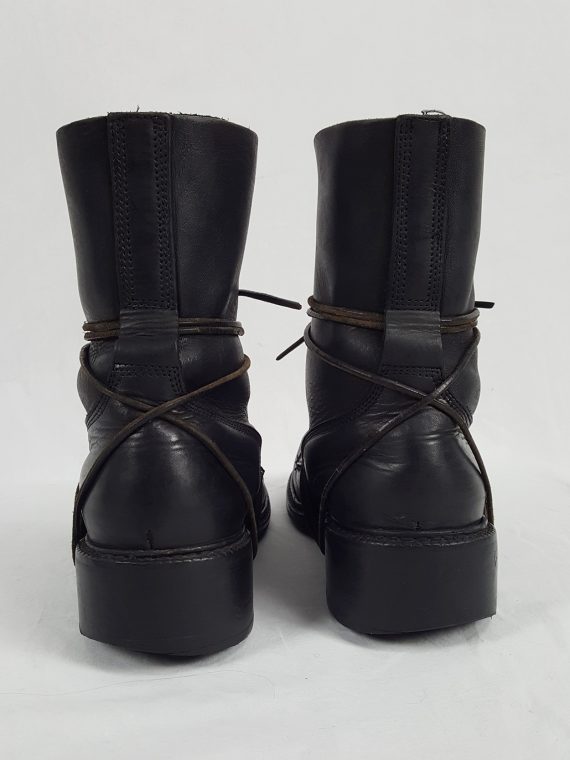 Vaniitas Dirk Bikkembergs black tall boots with laces through the soles 1990s113127(0)